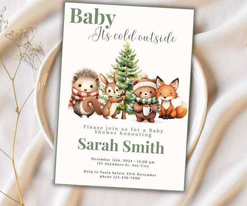 Christmas Baby Shower Invitation, Baby It's Cold Outside, Winter Baby