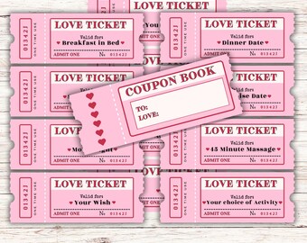 Customizable Love Coupon Book Printable Coupon Book, Valentine's Day ...
