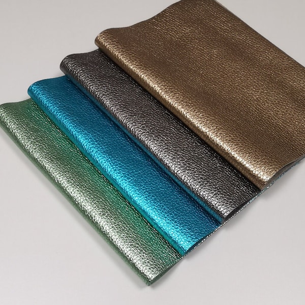 Piel de vacuno italiana BRILLO, pigmentada, cortes de cuero, aspecto brillante, purpurina