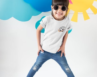 Geheel vrijstaand - stoer kindervoetbal-T-shirt met kleine print op de borst | EM 2024 shirt voor kinderen | Fanshirt voor kinderen | Eurocup 2024