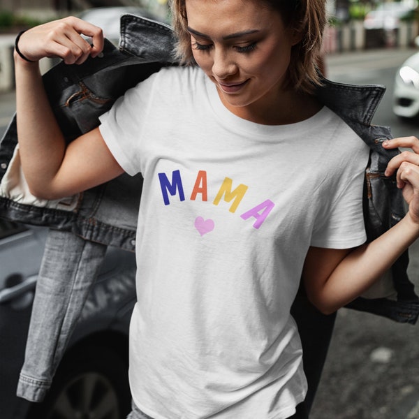 Fröhliches Mama Shirt aus Bio Baumwolle | Muttertag Geschenk | Geburtstagsgeschenk für Mama | Fashion für Mama | Geschenk zur Geburt