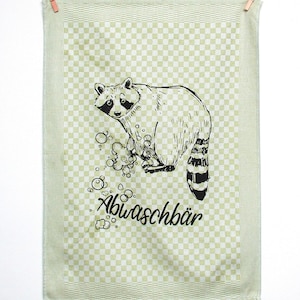 Tea towel "washing bear" with cute raccoon | Funny gift for the kitchen | pun | Animal Prints | cute raccoon | Pit cloth