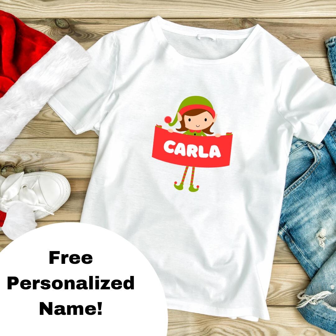Elf Personalized Christmas Kids Cotton Tee, Elf Name Shirt, Custom ...