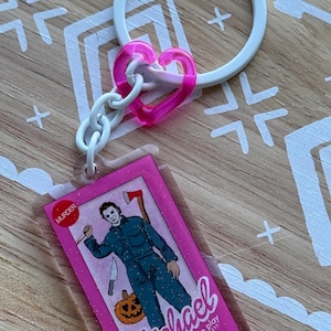 Glitter Dollbox Michael keychain for Halloween fans
