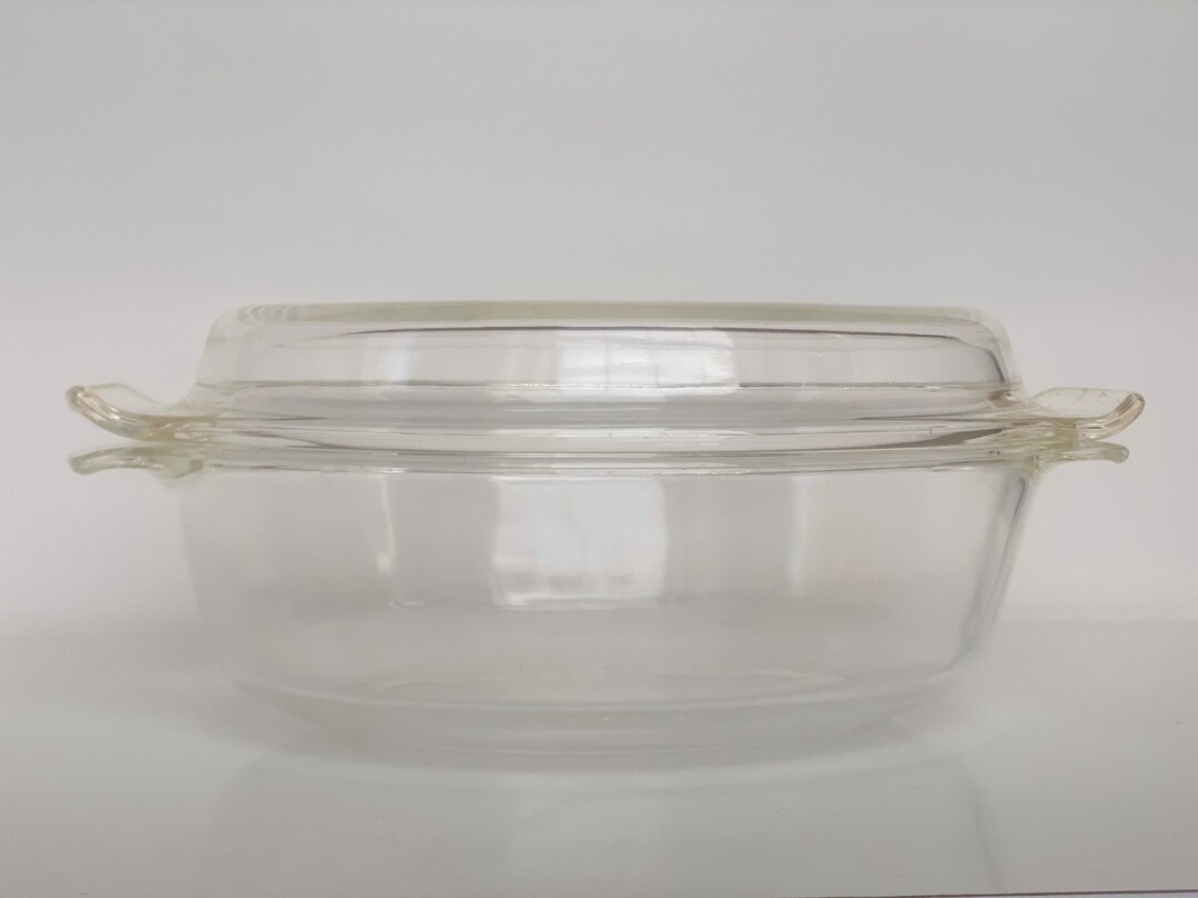 Vintage Fire King Clear Casserole Dish With Top Etsy