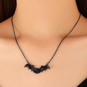 Flying Bat Pendant Necklace – 16" Chain With 2" Extender, Vampire Halloween Jewelry