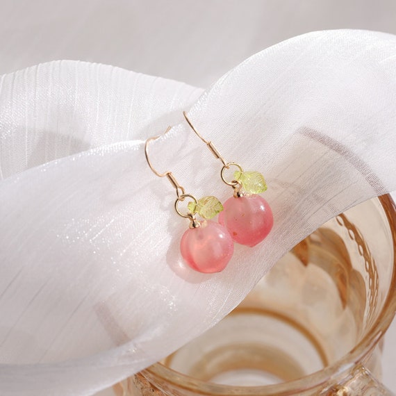 Peach Earrings Fruit Earrings Peach Dangle Earrings Peach 