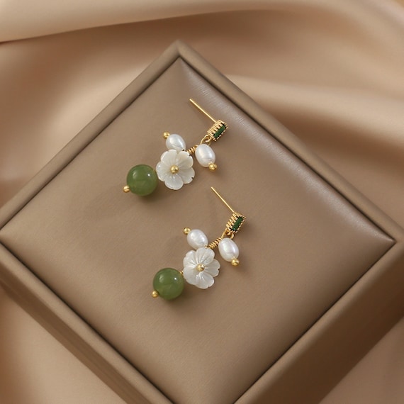 Jade flower shop earrings