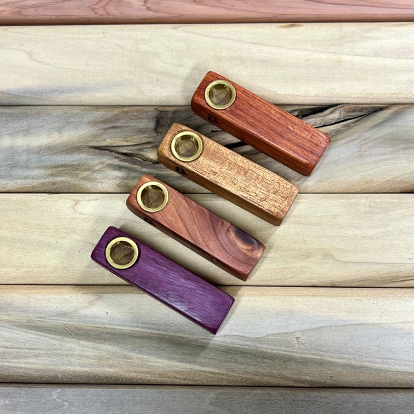 Handmade Old School Wood Pipe- Choice of Wood: Purpleheart, Aromatic Cedar, African Mahogany, or Bloodwood