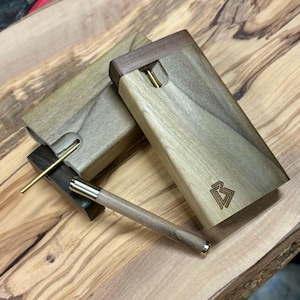 Rainbow Poplar Wood 4&quot; Dugout w Bat/One Hitter Pipe & Poker Set- Handmade in the USA