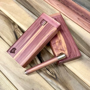 XL Aromatic Cedar Wood 4.5&quot; Dugout w 3.5&quot; Bat/One Hitter Pipe & Poker Set- Handmade in the USA