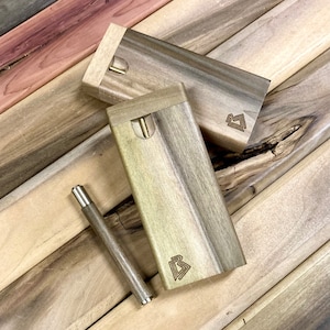 XL Rainbow Poplar Wood 4.5&quot; Dugout w 3.5&quot; Bat/One Hitter Pipe & Poker Set- Handmade in the USA