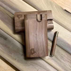 Black Walnut Wood Short Dugout (3.5&quot;) w Bat/One Hitter Pipe