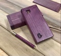 Exotic Purpleheart Wood 4" Dugout Stash Box w Brass Poker & Bat/One Hitter Pipe Set- Handmade in the USA