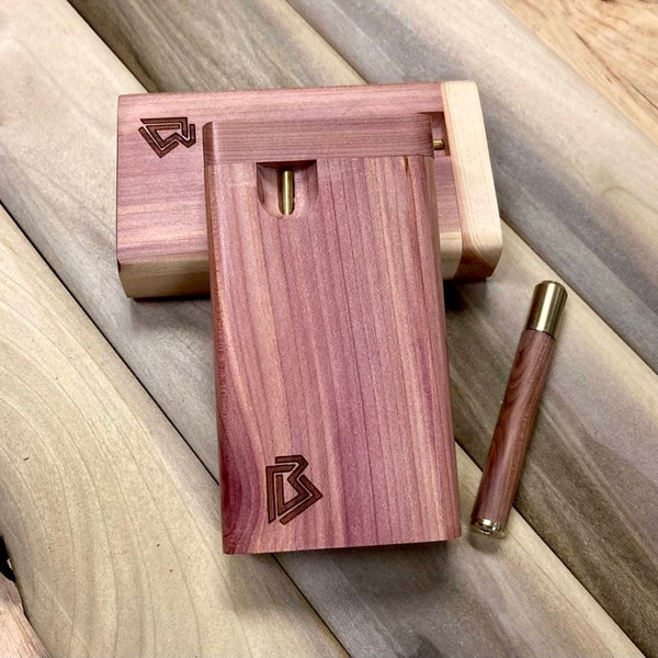 Aromatic Cedar Wood Short (3.5") Dugout Stash Box w Bat/One Hitter Pipe & Poker
