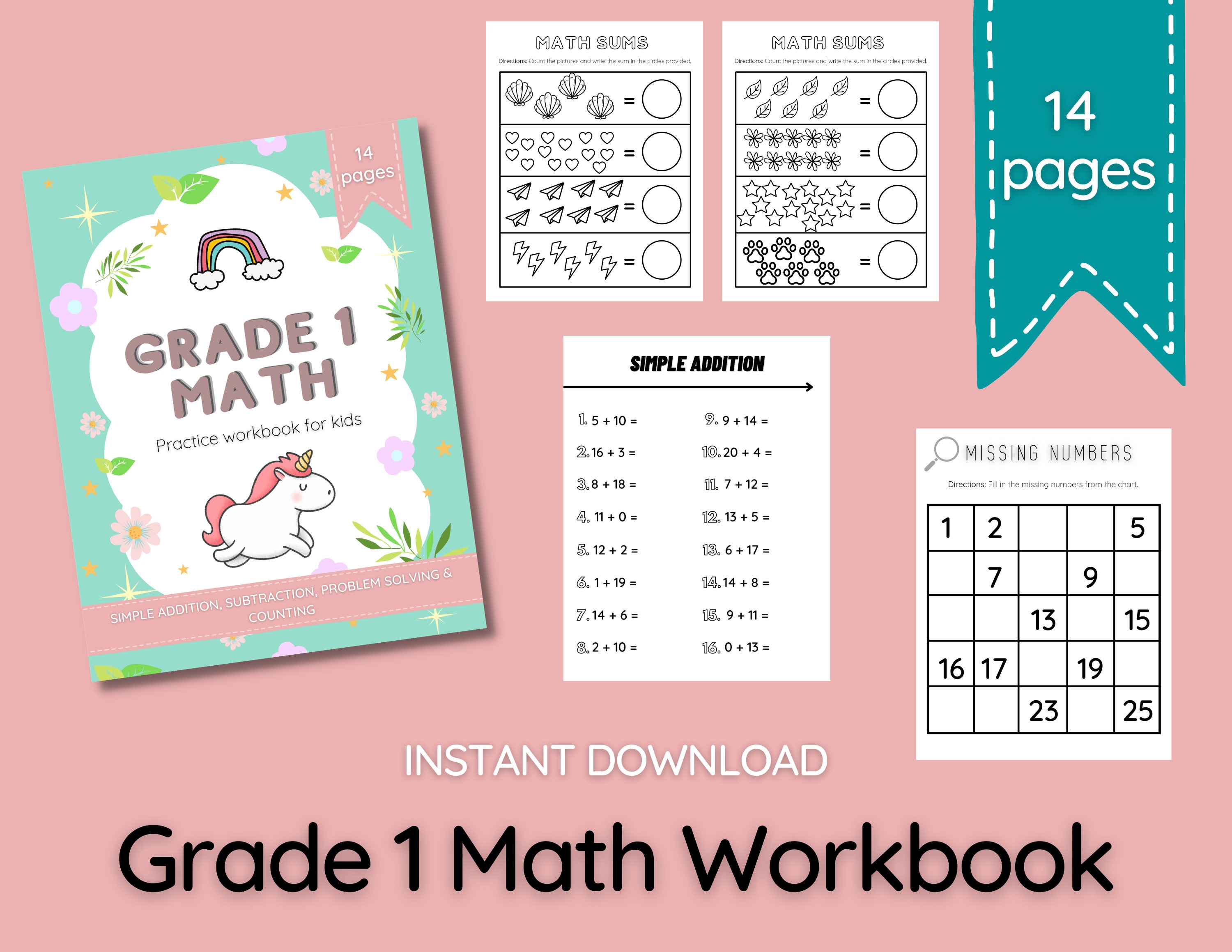 Grade 1 Math Printable Workbook | Etsy
