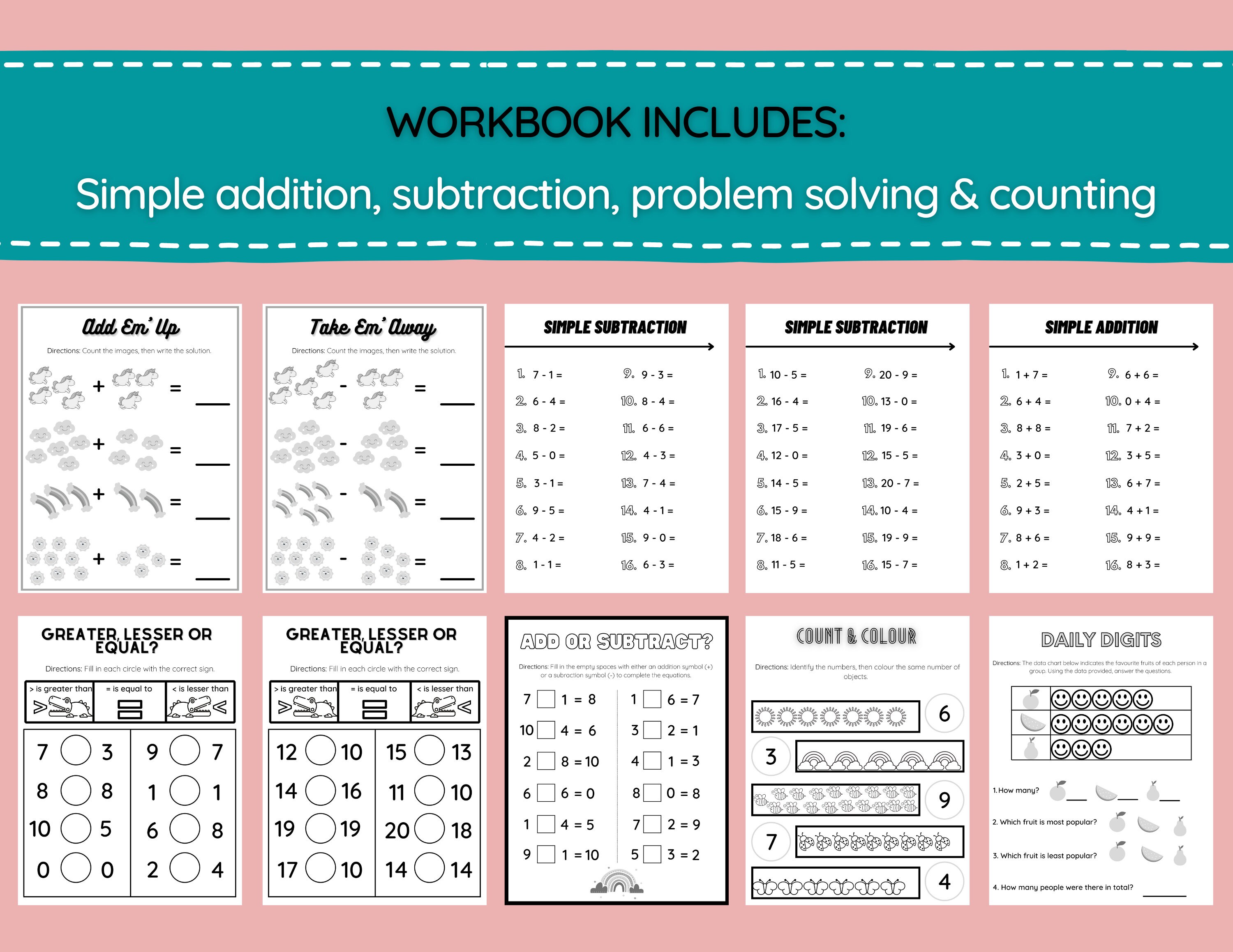 Grade 1 Math Printable Workbook | Etsy