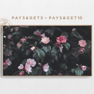 4K Spring Samsung Frame TV Art, Pink Flower Blossom, Summer Garden Landscape, Dark Floral TV Art, Natural Boho Digital Artwork