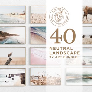 Peut inclure: Une collection de 40 impressions d'art TV de paysages neutres dans une variété de styles, y compris des scènes de plage, des paysages marins et des images de la nature. Les impressions sont toutes dans une palette de couleurs neutres et présentent une variété de textures et de motifs.