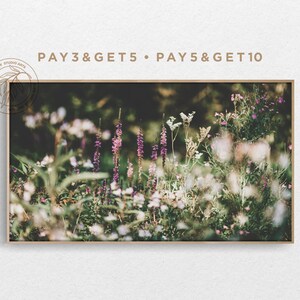 4K Spring Samsung Frame TV Art, Neutral Spring Green Garden Landscape, Blooming Flowers, Summer Floral TV Art, Natural Boho Digital Artwork