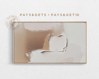 4K Samsung Frame TV Art, 3D Abstract Modern Oil Painting, Earthy Impasto Paint Texture TV Art, Neutral Brown & Beige Minimal Digital Artwork