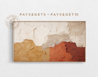 4K Samsung Frame TV Art, Abstract Modern Oil Painting, Impasto Paint Texture TV Art, Neutral Brown & Beige Minimal Digital Artwork