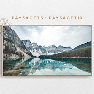 4K Spring Samsung Frame TV Art, Blue Lake & Mountain Landscape, Epic Nature TV Art, Peaceful Spring Scene Digital Artwork