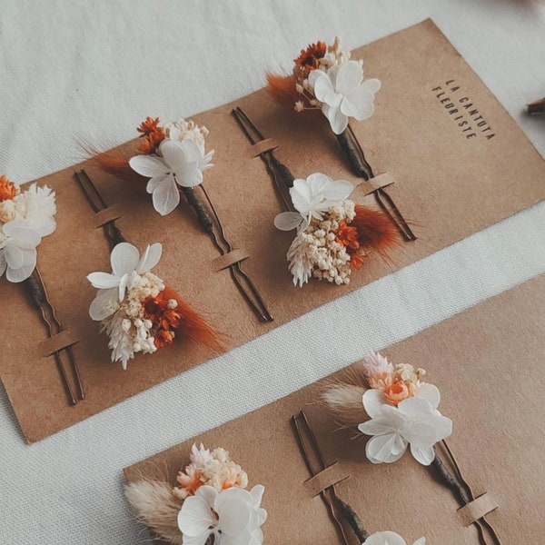 Épingle fleurie personnalisée pour mariage – Pic à chignon fleuri, accessoire cheveux mariée