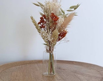 MINI BOUQUET de fleurs séchées avec vase, mini bouquet, bouquet avec soliflore, bouquets vase mariage, idée cadeau, petites attention