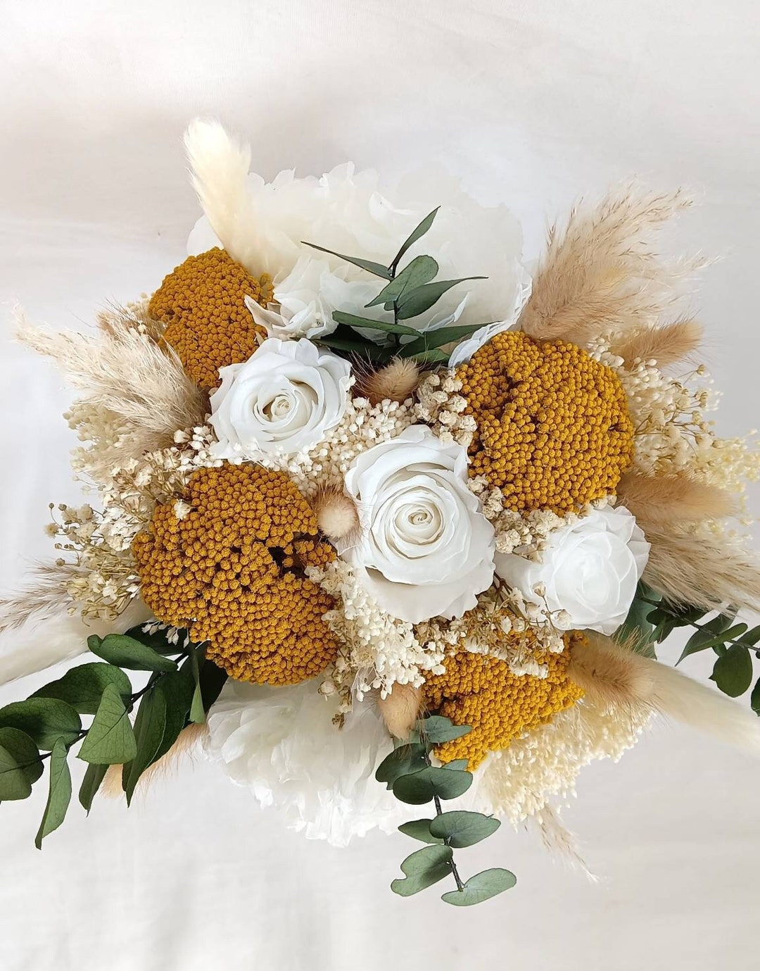 Bridal Bouquet With Eternal Roses Gypsophila Country - Etsy