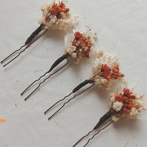 Épingle fleurie personnalisée, pic à chignon fleuri, accessoire cheveux fleuri pour mariage image 5