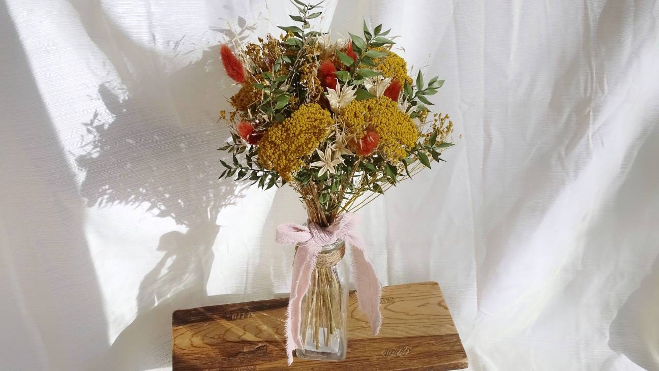 Kusi - Bouquet de Fleurs Séchées, Séchées et Stabilisées, Bouquet Coloré