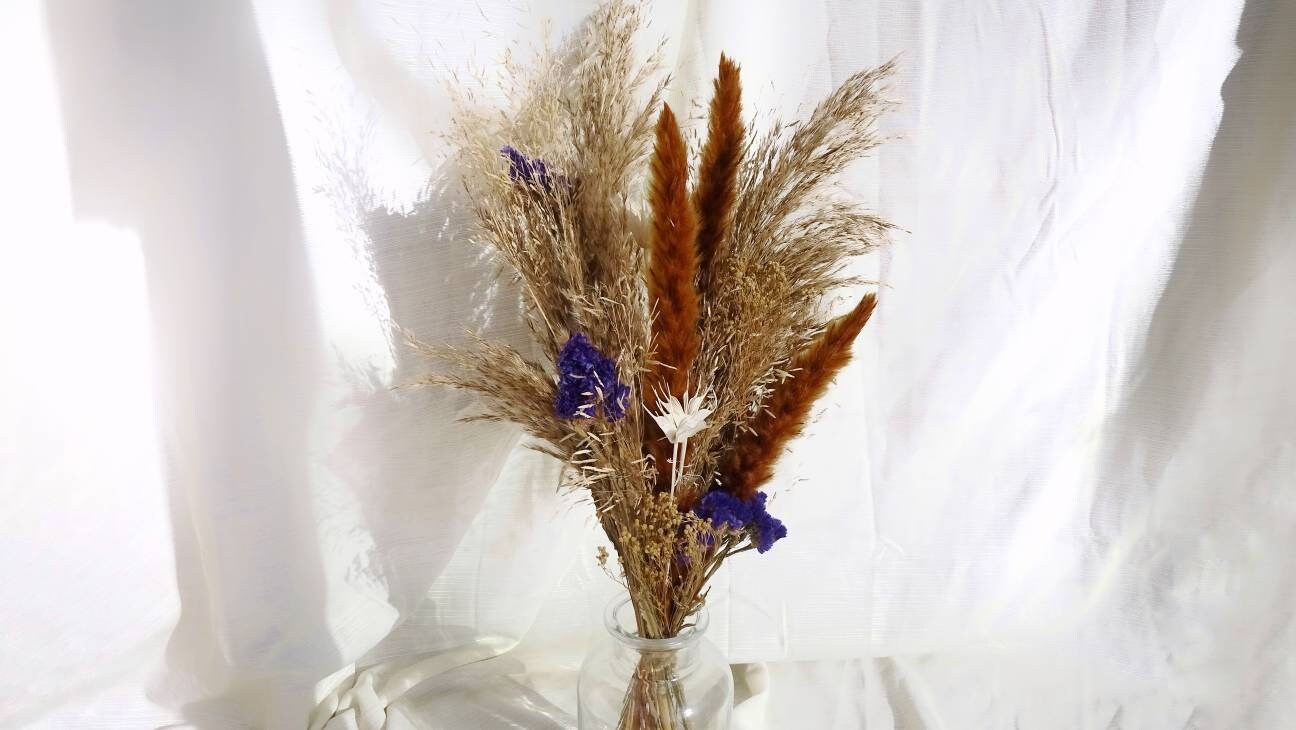Wapu - Bouquet de Fleurs Séchées Xl, Bouquet Champêtre, et Stabilisées, Grand avec Pampa