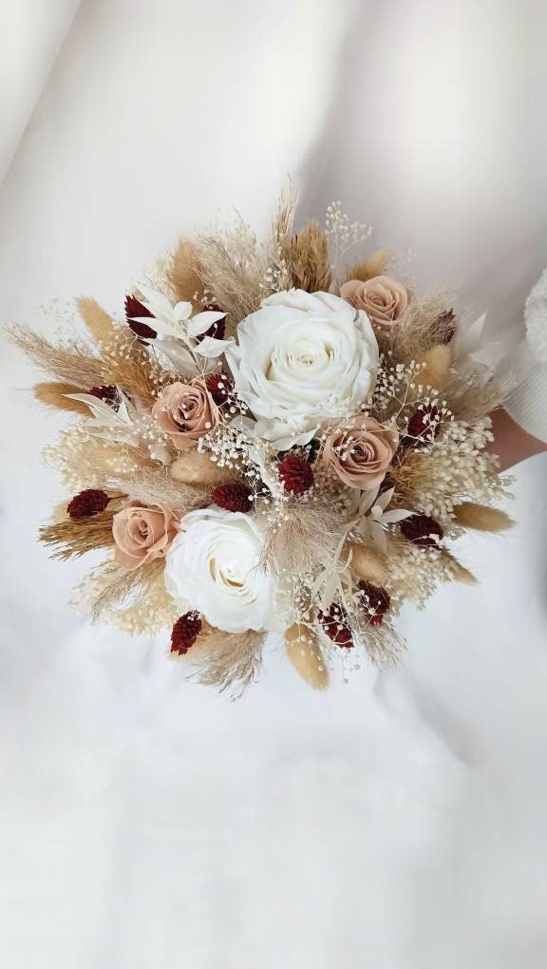 Bouquet de mariée avec roses éternelles, bouquet de mariée sur mesure ...