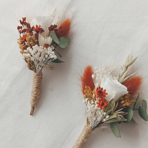 BOUTONNIÈRE fleurs séchées, accessoires mariage personnalisable, cérémonie laïque