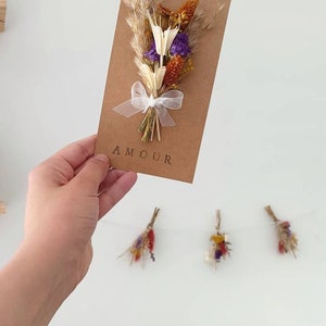Carte de fleurs séchées, papier kraft avec petit bouquet de fleurs séchées, fleurs séchées et stabilisées, idée cadeau, petites attentions image 5