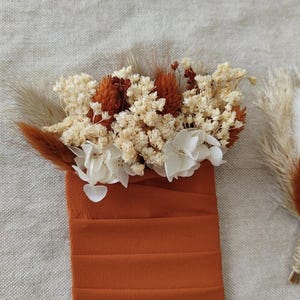 Boutonnière de poche, boutonnière pour poche de costume, carte boutonnière marié, boutonnière fleurs séchées