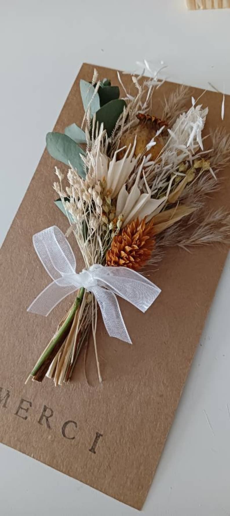 Carte de fleurs séchées, papier kraft avec petit bouquet de fleurs séchées, fleurs séchées et stabilisées, idée cadeau, petites attentions image 7