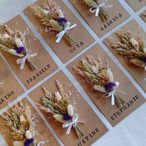 Carte de fleurs séchées, papier kraft avec petit bouquet de fleurs séchées, fleurs séchées et stabilisées, idée cadeau, petites attentions image 6