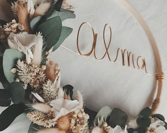 Dried flower wreath, custom flower wreath, customizable wall wreath, dried and stabilized flowers