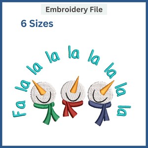 Snowman &#39;Fa la la&#39; Christmas Embroidery Design (Digital File)