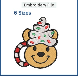 Christmas pooh mug Embroidery Design | Christmas embroidery design| Christmas mug embroidery design | 6 Sizes available |