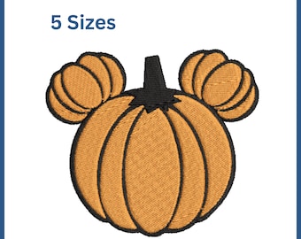Diseño de bordado de calabaza / Calabaza con orejas Diseño de bordado de Halloween / Diseño de bordado de calabaza de otoño / Diseño de bordado de calabaza