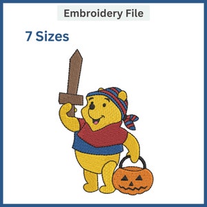Bär Pirat Halloween Stickdatei, Stickdatei