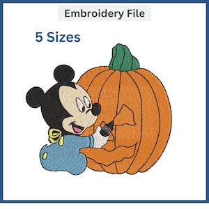 Pumpkin Baby Mouse Embroidery Design |  Halloween embroidery Design | Mouse drawing pumpkin | Halloween Embroidery Design  |