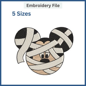 Mouse Mummy Halloween Embroidery Design (Digital File)