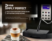 DEVISIB Coffee Machine 3 in 1 Semi Automatic Espresso Maker with Grinder and Milk Steamer for Making Latte Cappuccino Americano