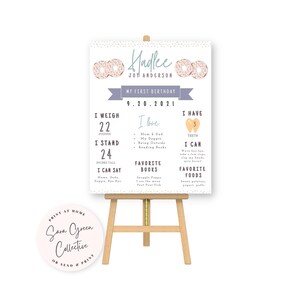 Donut Milestone Birthday Board,First Birthday Poster Template,Donut Birthday Milestone Sign, Sweet One,Editable with Canva,Printable Poster