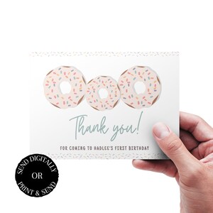 Donut Birthday Thank You Card ,Donut Thanks, Birthday Thank you , Instant Download, Canva Digital Download,Editable with Canva,Printable
