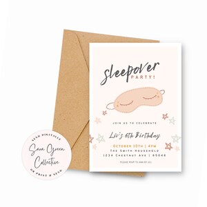 Modern Sleepover Birthday, Sleepover Invitation, Sleepover Birthday Party, Boho, Instant Download,Canva Digital Download,Editable, Printable